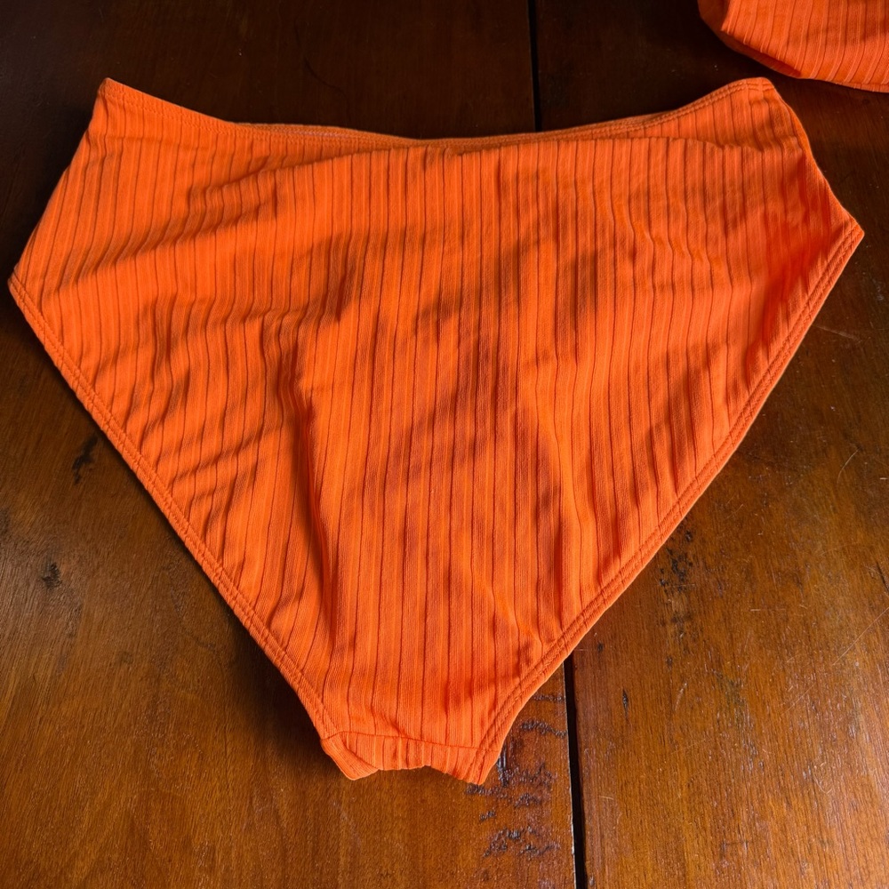 Bright Orange Ribbed Bikini Set - Picture 6 of 8
